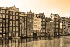 Innere Stadt von Amsterdam Niederlande Sepia