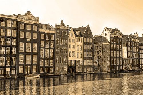 Binnenstad van Amsterdam Nederland Sepia
