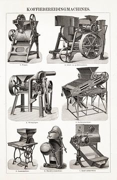 Vintage gravure Koffiebereidingsmachines van Studio Wunderkammer