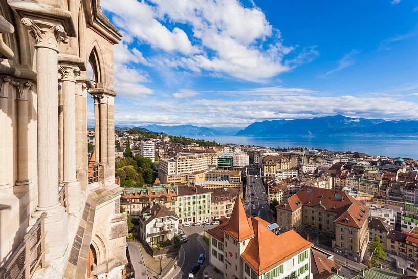 View over Lausanne and Lake Geneva by Werner Dieterich