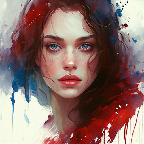 Modern sprookje Portret met blauwe ogen