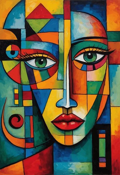 Abstract African Cubist Woman Art Portrait by MIROKKU