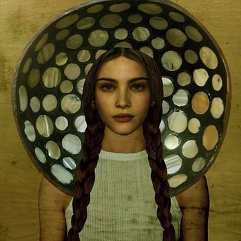 Popart Schönheit Mosaik Krone Gold