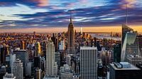 Zonsondergang over Manhattan, New York City van Kimberly Lans thumbnail