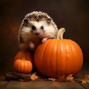 Hedgehog with pumpkin by YArt