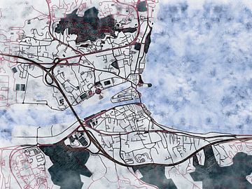 Kaart van Martigues in de stijl 'White Winter' van Maporia