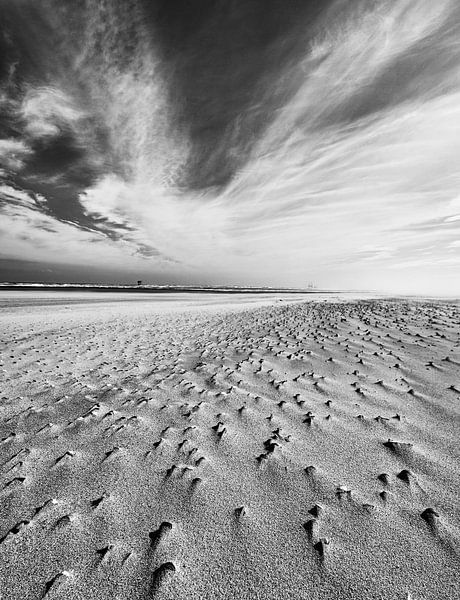 Ameland beach and sky black and white by . Groningenart
