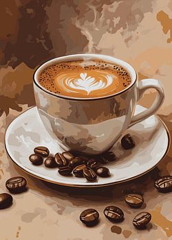 Stylish coffee composition with latte art