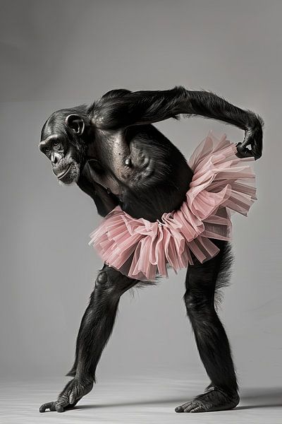 Dancing grace - chimpanzee in a pink tutu by Poster Art Shop