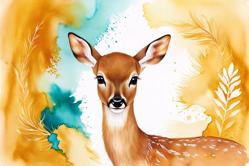 Elegant watercolour stag painting by Imperial Art House