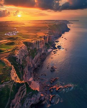 Gouden gloed aan de kust van Engeland van fernlichtsicht