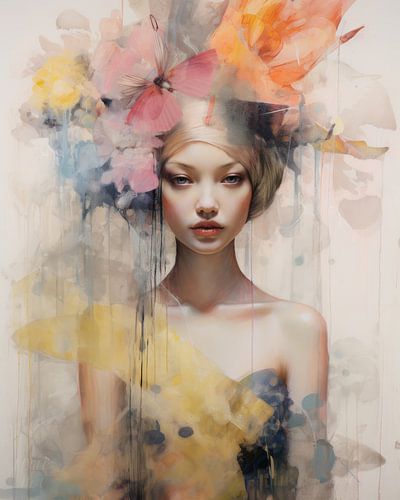 Modern portret in pastelkleuren