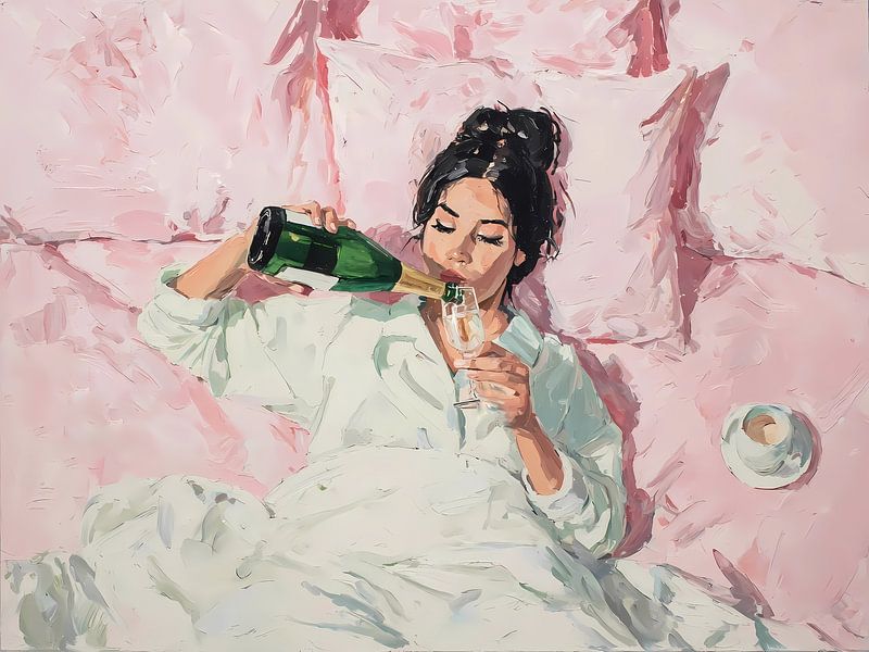 Champagne in bed by Olga Wildrose