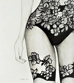 Sexy Frau in schwarzen Dessous. von Ineke de Rijk