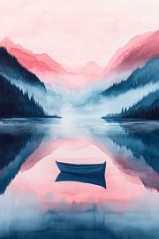 Paysage calme avec bateau sur Poster Art Shop