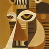 Afrikaanse nijlpaard abstract kubisme minimalisme van TheXclusive Art