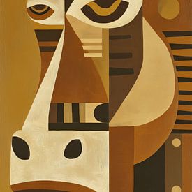 Afrikanisches Nilpferd abstrakt Kubismus Minimalismus von TheXclusive Art