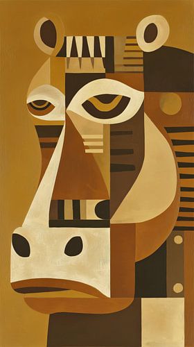 Afrikanisches Nilpferd abstrakt Kubismus Minimalismus