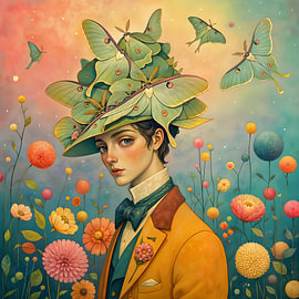 Dawn – surrealist moon butterflies