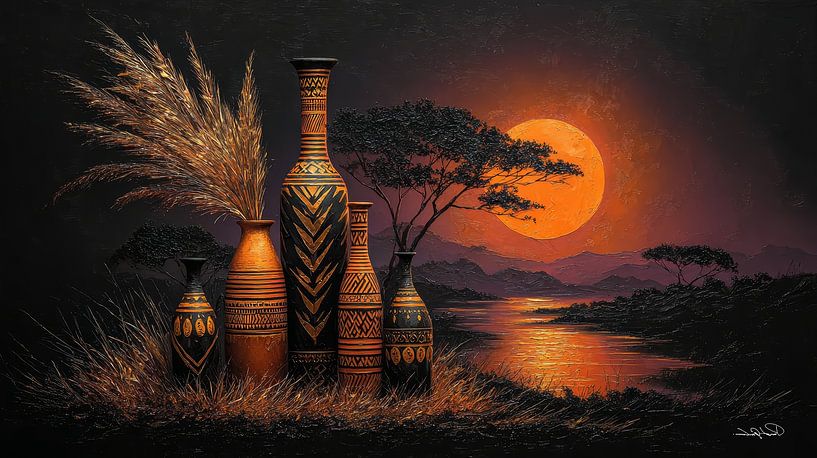 african-black-gold-orange by Gelissen Artworks