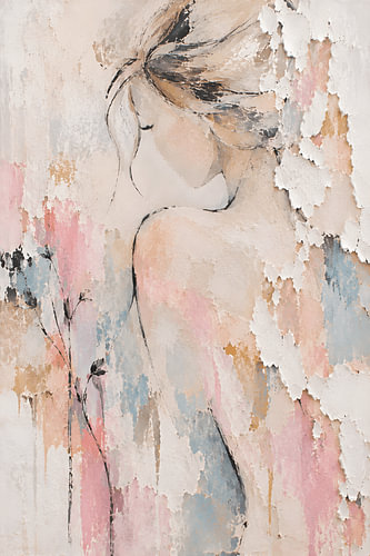 Vrouw pastel mixed media