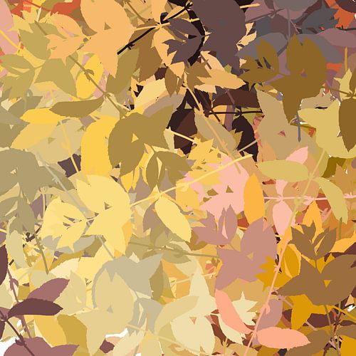 Art botanique abstrait moderne dans des couleurs chaudes et rétro. Feuilles d'automne
