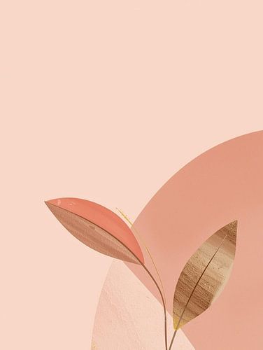 Feuilles abstraites en terre cuite et or – Peinture botanique moderne et apaisante