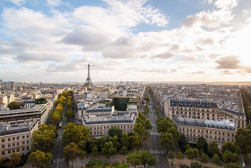 France, beautiful panoramic view of Paris and the Eiffel tower in the evening light