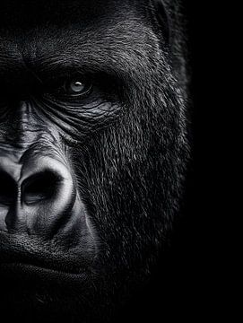 Gorilla - La force originelle en noir et blanc sur drdigitaldesign
