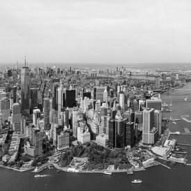 Manhattan, NYC, vue d'hélicoptère, noir et blanc sur Carin du Burck