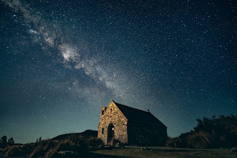 Church of the Good Shepherd under the Milky Way, New Zealand by Mark Wijsman