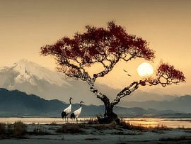 Zonsondergangsmelodie van de Sierlijke Kraanvogel