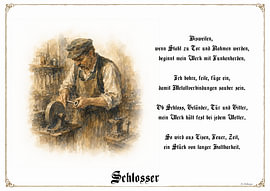 Serrurier – Tableau de corporation accompagné d'un poème sur Marcus Achberger