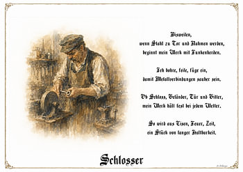 Schlosser – Zunftbild mit Gedicht