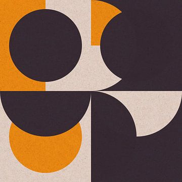 Retro shapes III in yellow, black and off white. Modern abstract geometric art by Dina Dankers