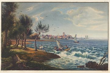 Uitzicht op de stad Arbon en het Bodenmeer, Johann Ludwig Bleuler