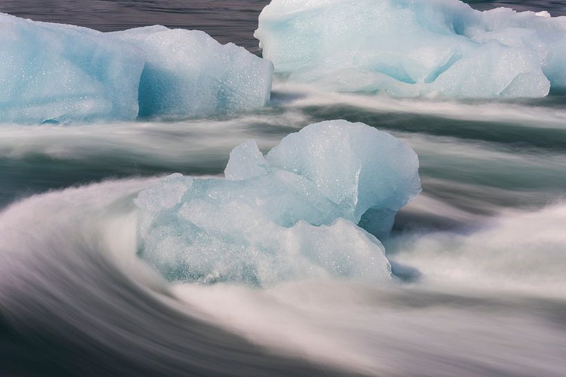 Ice Blocks in flowing River, Iceland by Daan Kloeg