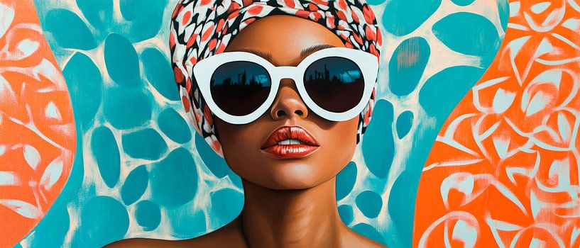 Modern beauty with sunglasses and scarf by Poster Art Shop