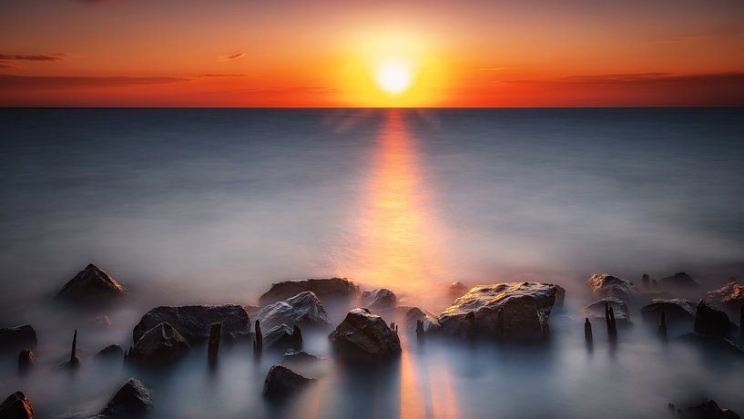 Sunset on the IJsselmeer by Jos Reimering