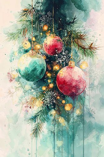 Kerstballen in Aquarel no.2