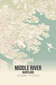 Alte Karte von Middle River (Maryland), USA. von Ortsdrucke