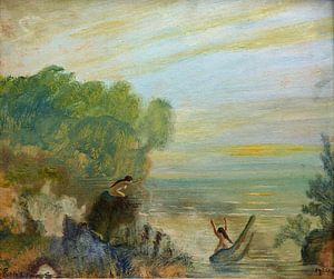 Nackt im Wasser, Louis Eilshemius, Sonnenuntergang, 1920