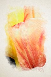 Twee tulpen in intieme omhelzing, gevangen in aquarel van Youri Mahieu