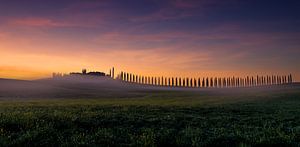 Agriturismo Poggio Covili in de zonsopgang, Toscane van Thomas Rieger