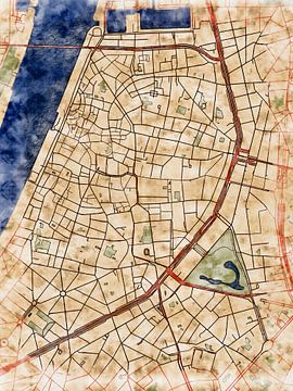 Kaart van Antwerpen centrum in de stijl 'Serene Summer' van Maporia