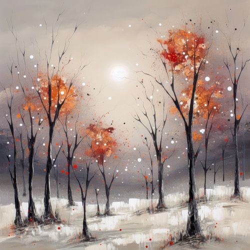 Forêt d'automne Peinture abstraite moderne sur Preet Lambon