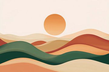 Landschap bij zonsondergang van Poster Art Shop