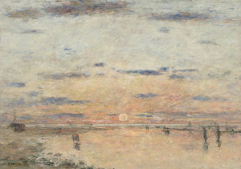 Le Havre: Zonsondergang op zee, Eugène Boudin van Meesterlijcke Meesters