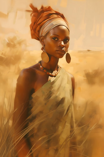 Une femme africaine dans la savane dorée