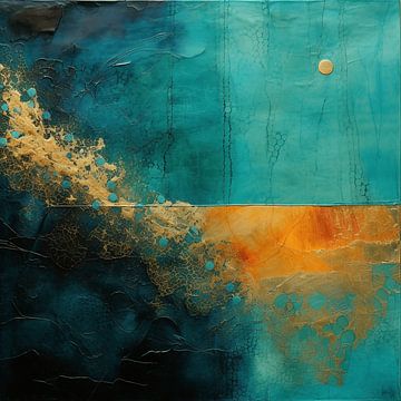 Explorations abstraites en bleu et orange sur Karina Brouwer